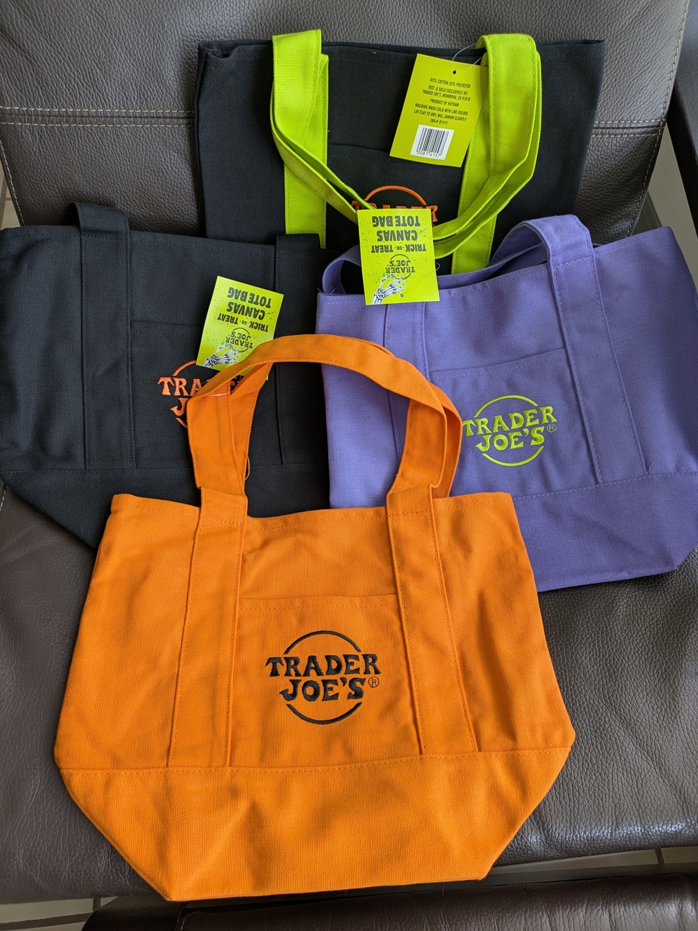 Trader Joe's Mini Canvas Tote Bag - 1 set 4 bags